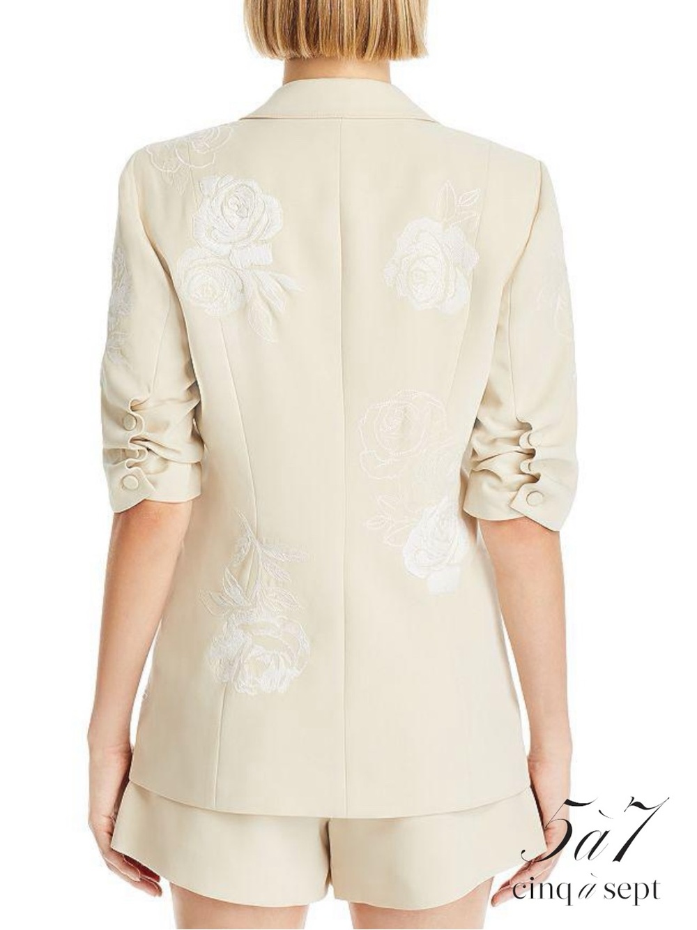 Cinq à Sept **NWT** Khloe Embroidered Floral Floating Roses Elbow Sleeve Blazer - Picture 8 of 12